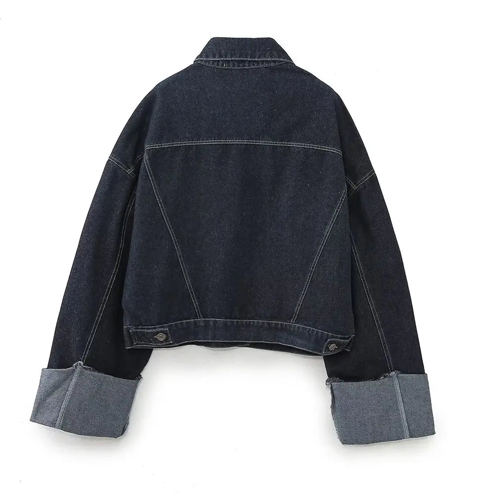 2 pieces women's 2-piece set in blue denim: jacket with pockets and zipped pants chic